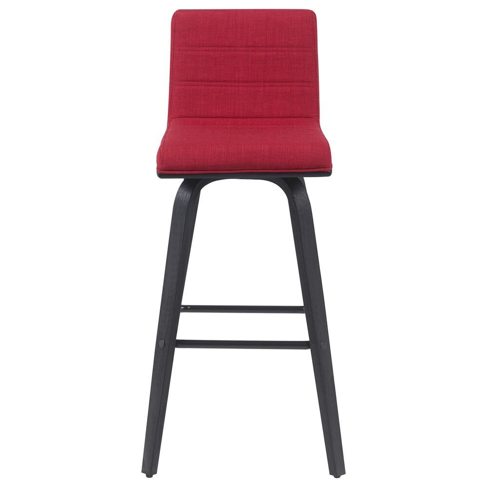 Armen Living Vienna Swivel Bar Height Stool with Red Upholstery in Black Brushed, , large
