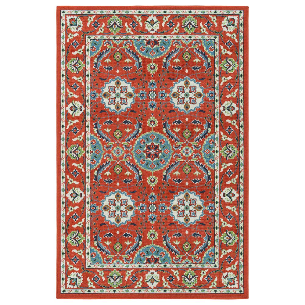 Kaleen Rugs Sunice 2"2" x 8" Tangerine, Ivory, Light Blue, Lime Green and Navy Runner, , large