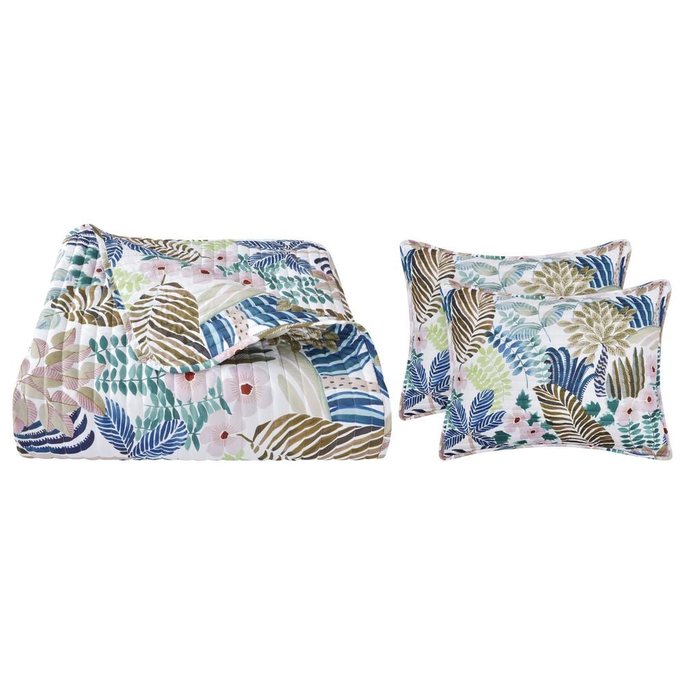 J. Queen New York Rainforest 3-Piece Full/Queen Quilt Set in Teal, , large