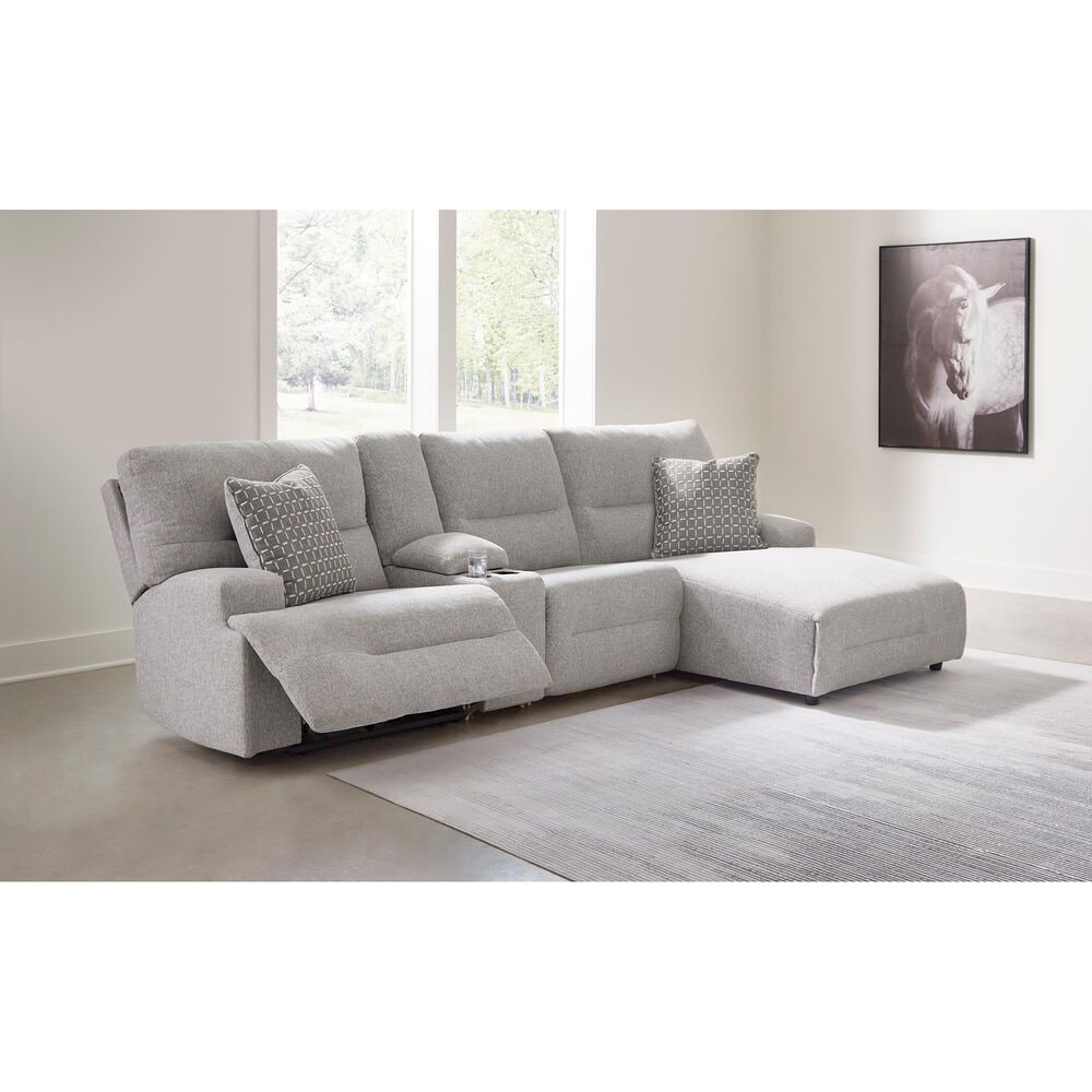 Ashley Acklen Place 3-Piece Power Right Facing Reclining Sectional with Chaise in Pewter, , large