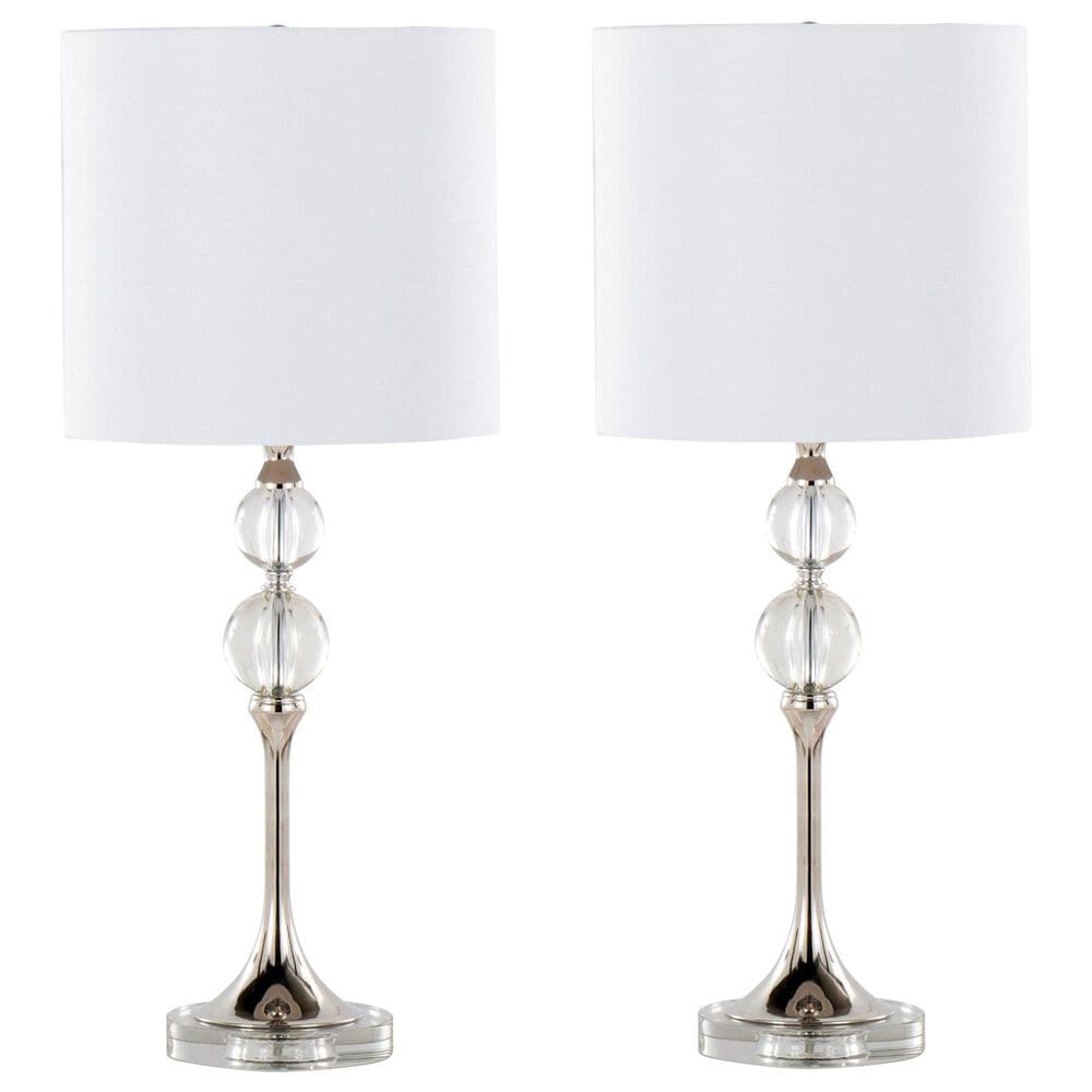 LumiSource Clara Crystal Table Lamp in Clear and Polished Nickel (Set of 2), , large
