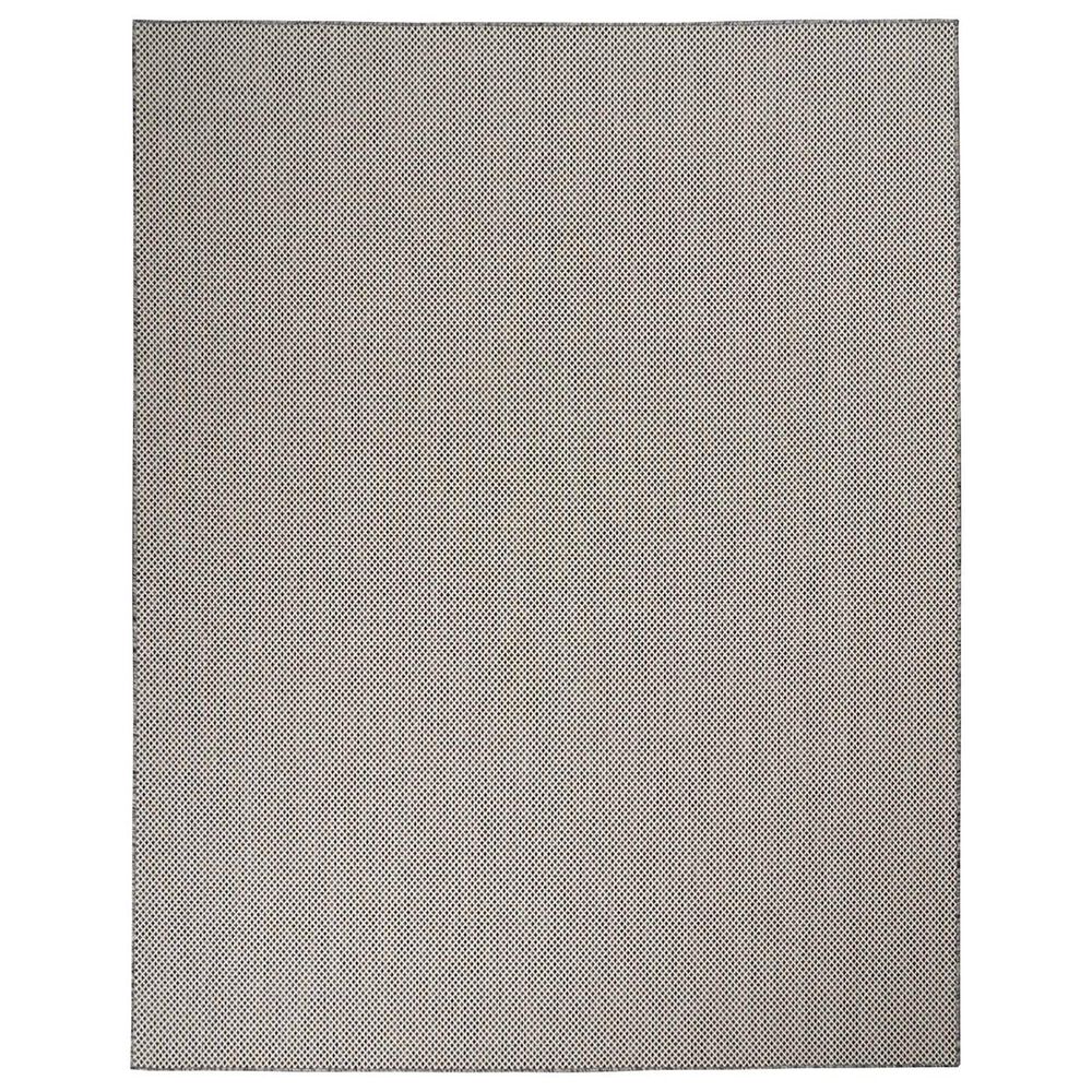 Nourison Courtyard Ivory and Charcoal 10&#39; x 14&#39; Indoor/Outdoor Area Rug, , large