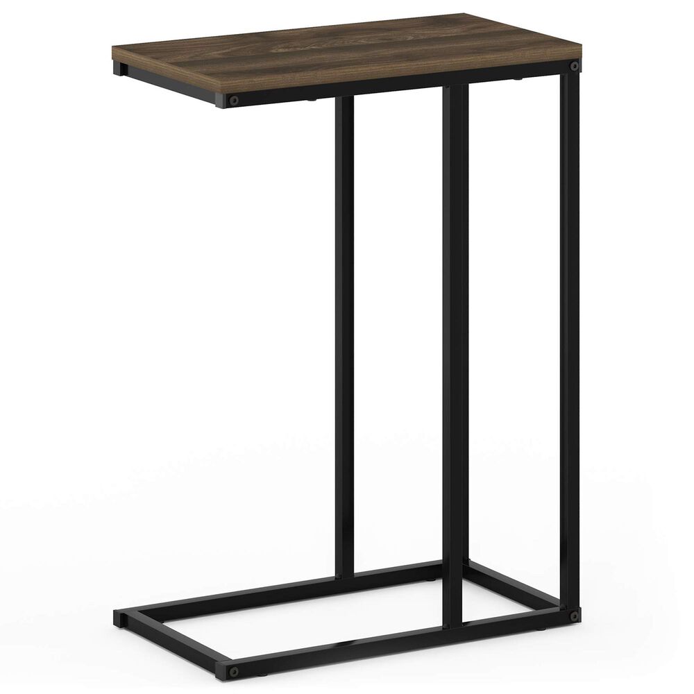 HOMLUX C Shaped Side Table in Columbia Walnut and Black, , large