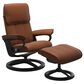 Stressless Admiral Medium Leather Chair and Ottoman Set in New Cognac, , large