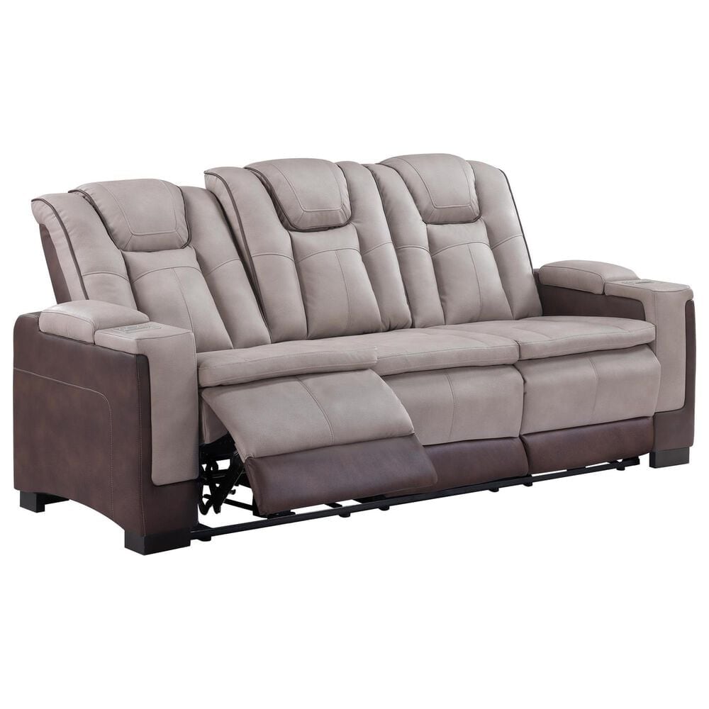 Titanic Furniture Power Reclining Sofa with Power Headrest in Brown, , large