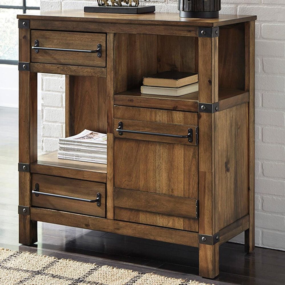 Signature Design by Ashley Roybeck Accent Cabinet in Light Brown and Bronze, , large