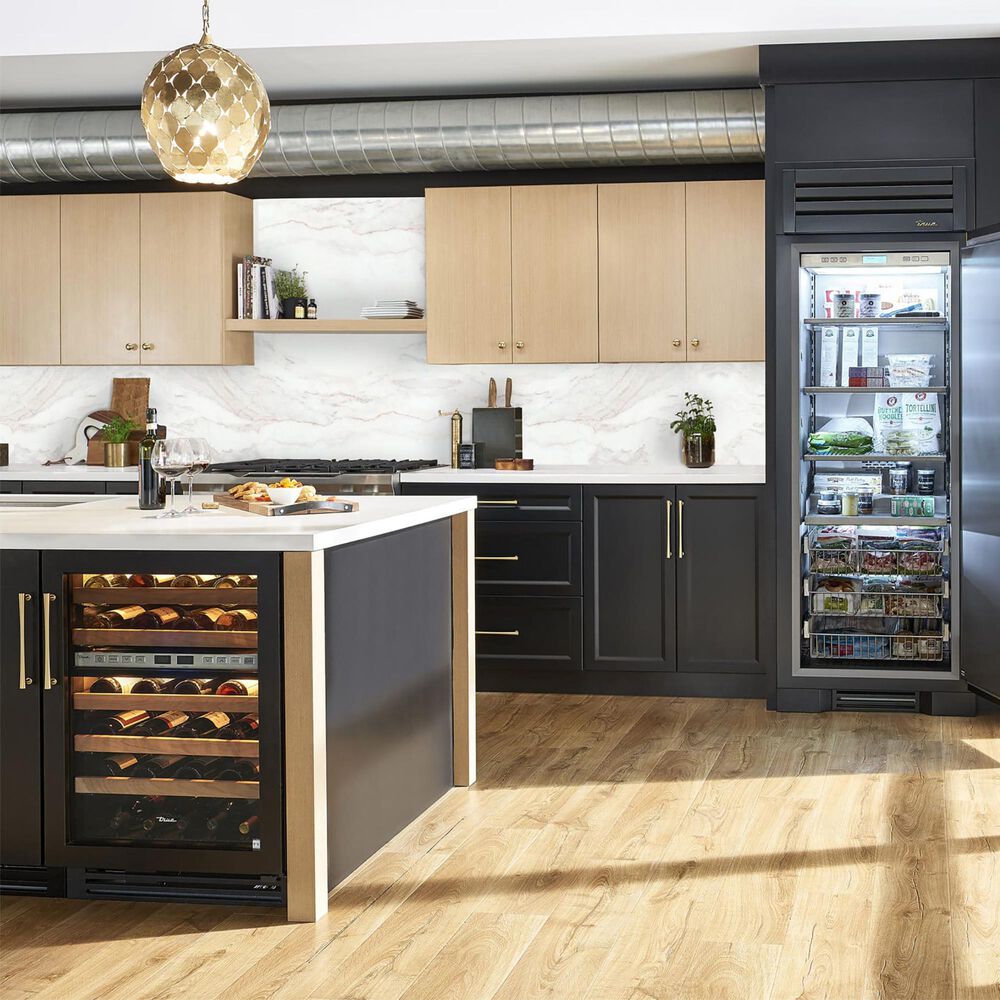 True Residential 5.28 Cu. Ft. Dual Zone Undercounter Wine Cabinet with Right Hinge and Glass Door in Panel Ready, , large