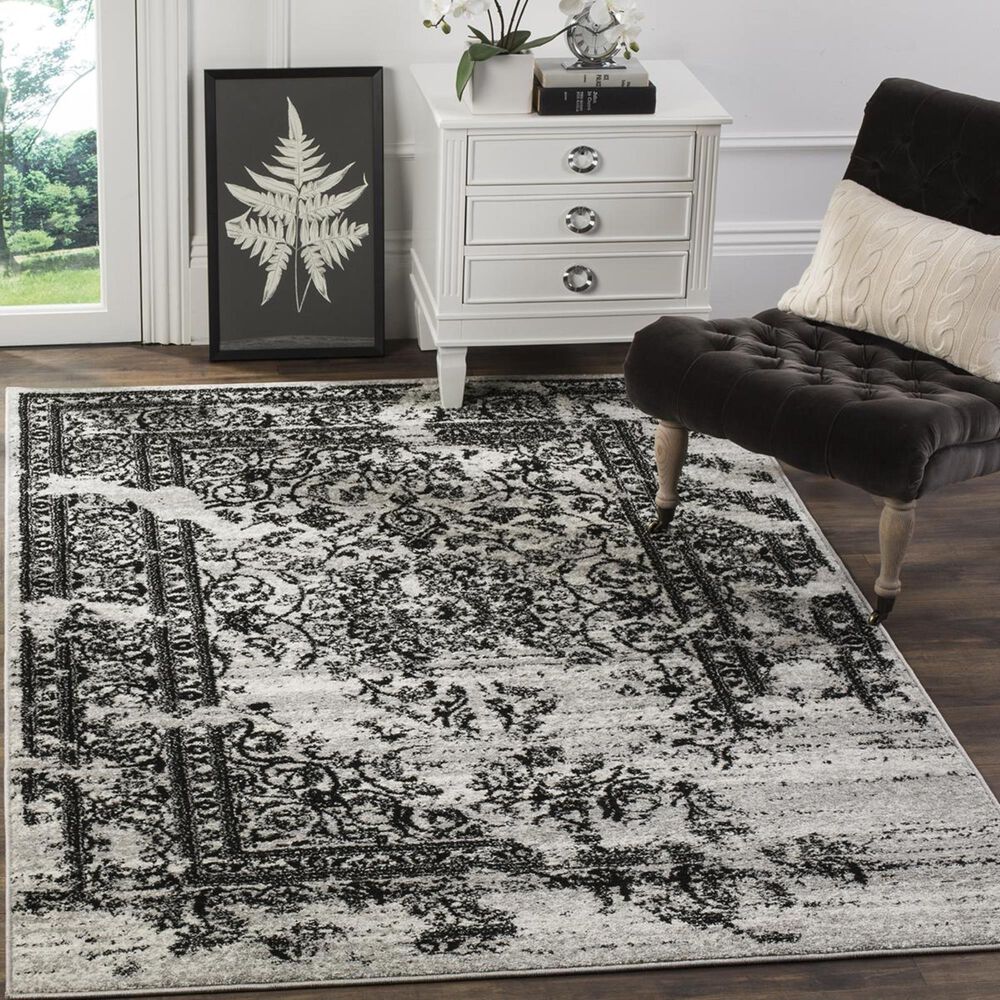 Safavieh Adirondack ADR101A-3 3" x 5" Silver/Black Area Rug, , large