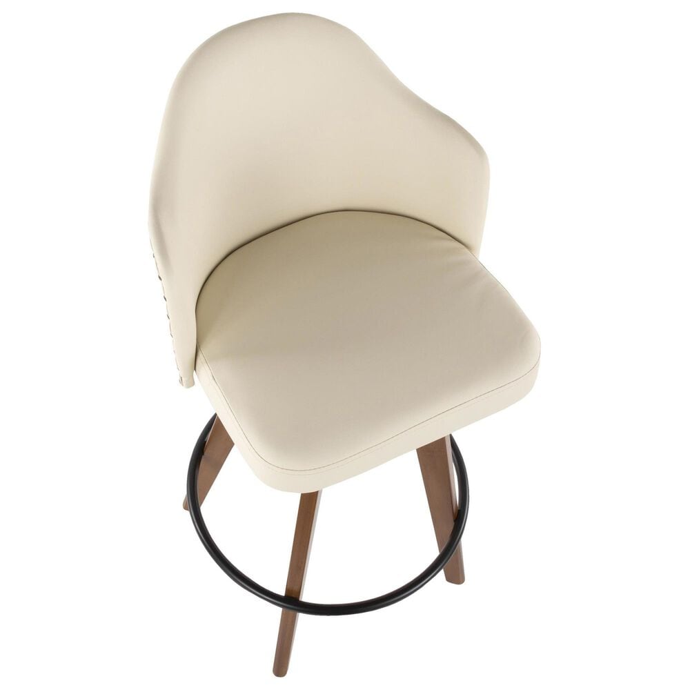 Lumisource Ahoy Swivel Counter Stool with Cream Cushion in Walnut and Black, , large