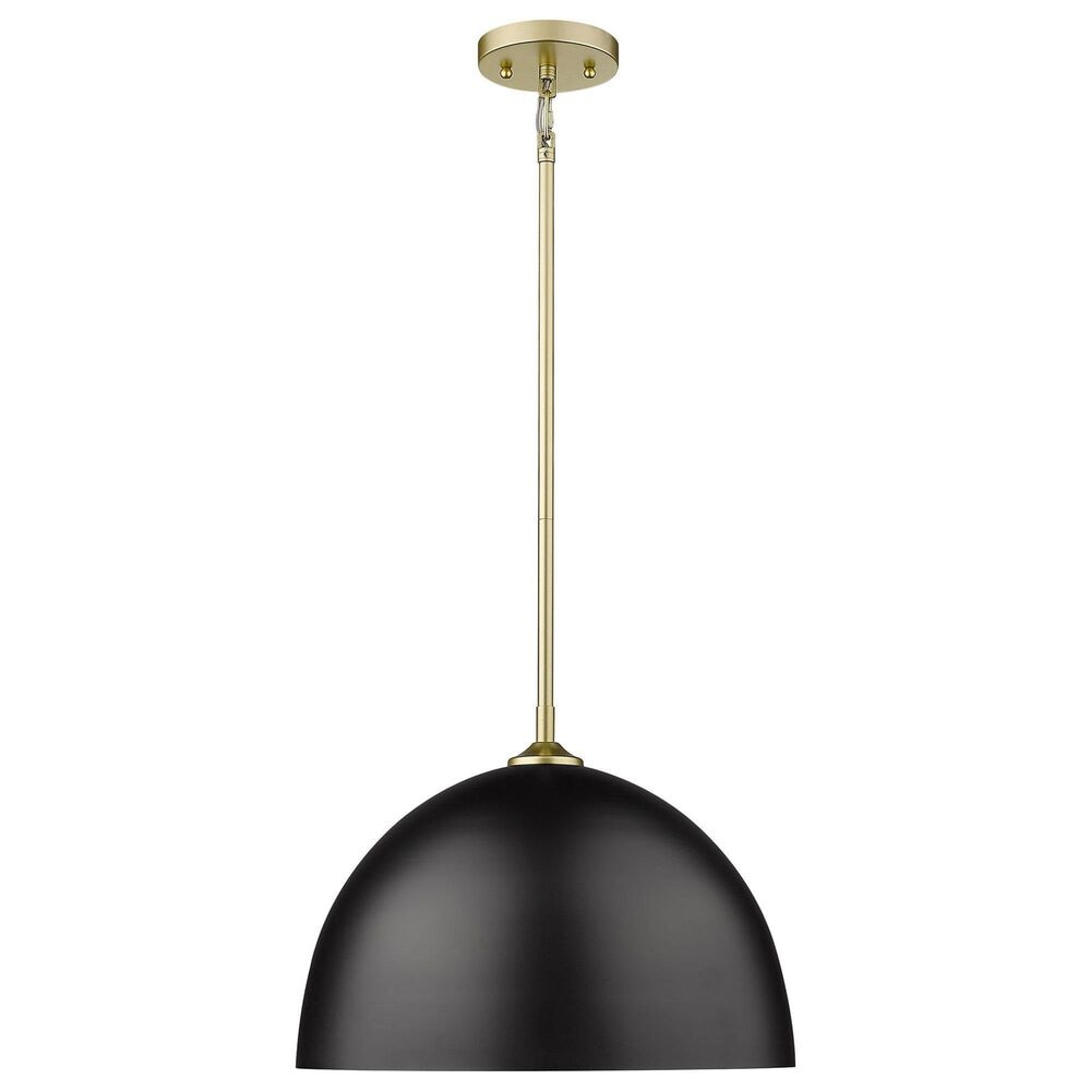 Golden Lighting Zoey 1-Light Large Pendant with Matte Black Shade in Olympic Gold, , large