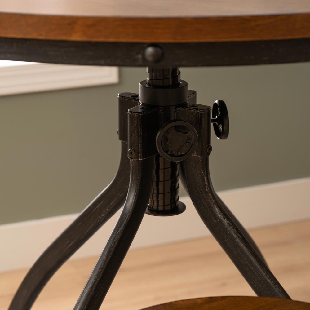 Linon Home Decor Hawkford Adjustable Round Bar Table in Brown and Gunmetal - Table Only, , large