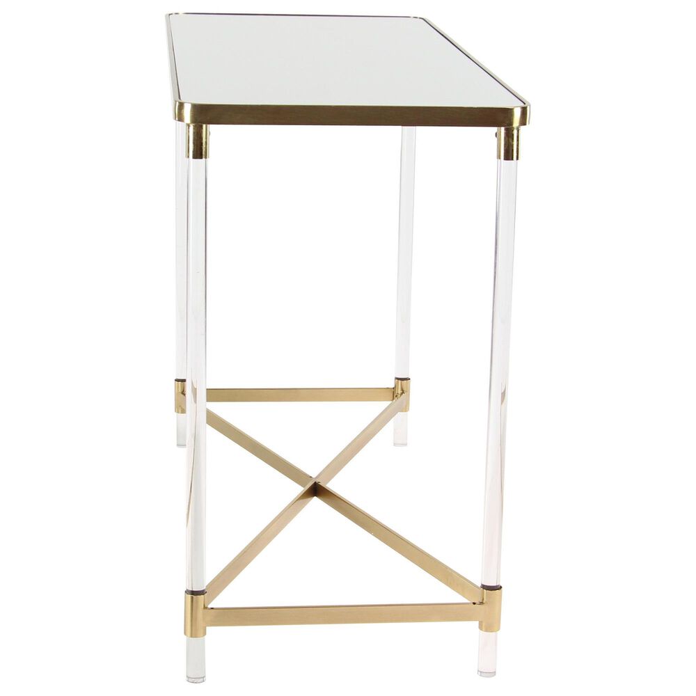Maple and Jade 32" Rectangular Console Table with Mirrored Top in Gold, , large