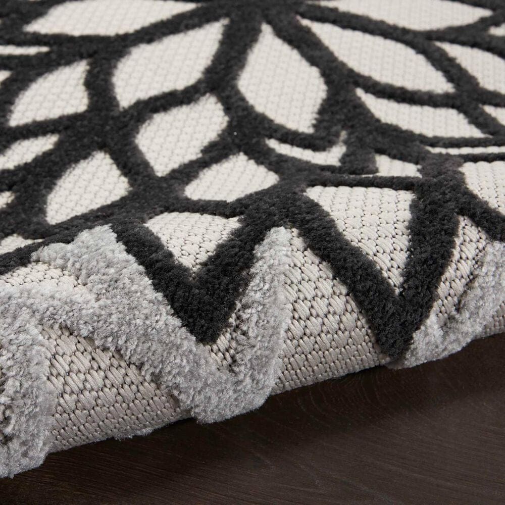 Nourison Aloha Floral 5&#39;3&quot; x 7&#39;5&quot; Black and White Indoor/Outdoor Area Rug, , large