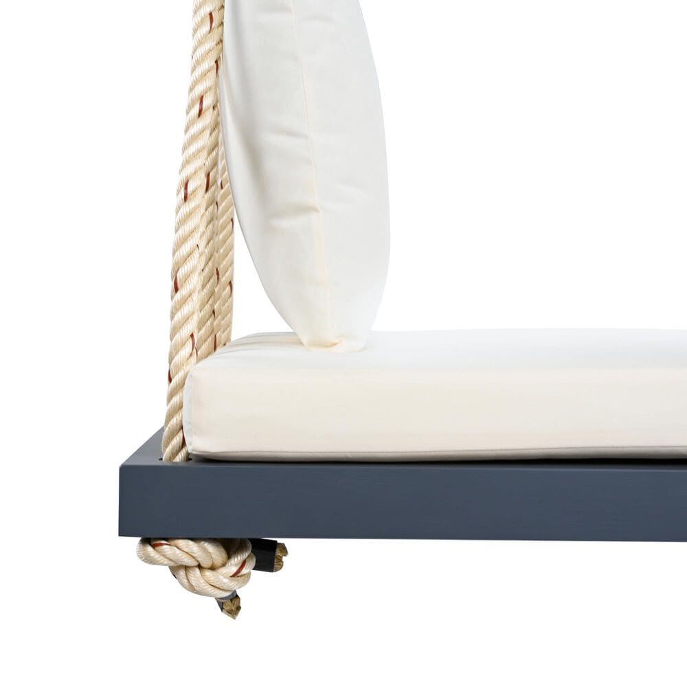 Hearth and Haven Topmax Outdoor Hanging Porch Swing Bench with Beige Cushion in Gray, , large