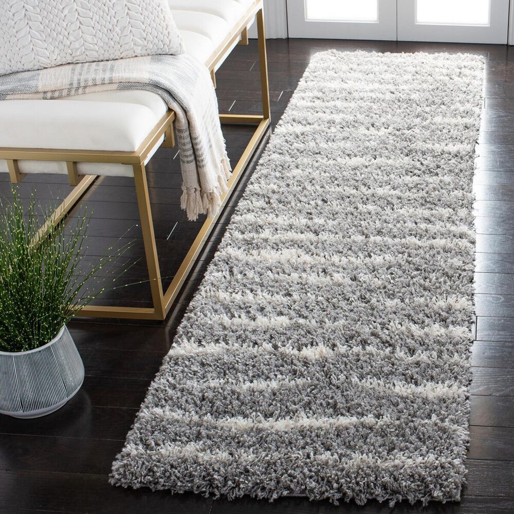 Safavieh Venus Shag VNS603J 2&#39;2&quot; x 10&#39; Grey and Ivory Runner, , large