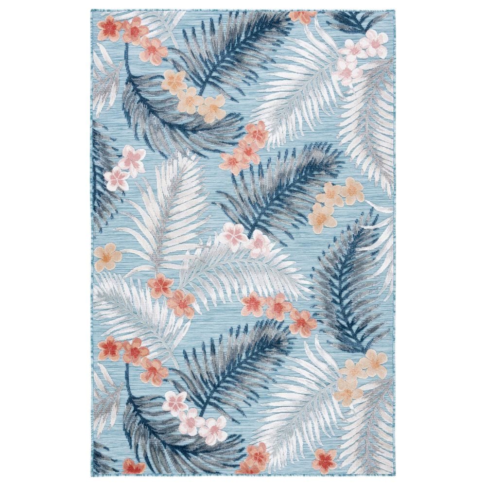 Safavieh Cabana CBN451J 8" x 10" Aqua and Ivory Indoor/Outdoor Area Performance Rug, , large