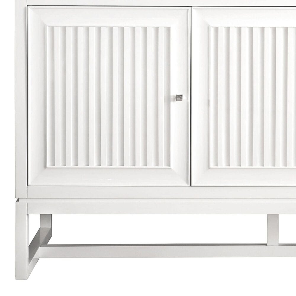James Martin Vanities Athens 60&quot; Double Bathroom Vanity in Glossy White with 3 cm Eternal Jasmine Pearl Quartz Top and Rectangular Sinks, , large