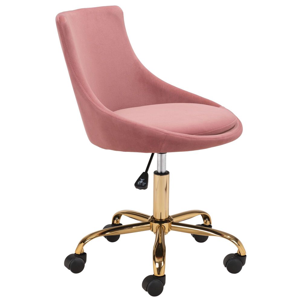 Zuo Modern Mathair Office Chair in Pink and Gold, , large
