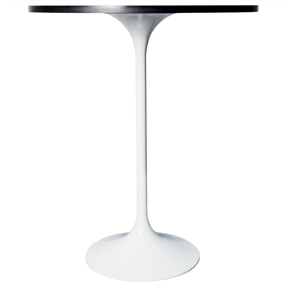 Leisuremod Verve 27&quot; Round Bar Height Dining Table with Sintered Stone Top in White and Black - Table Only, , large