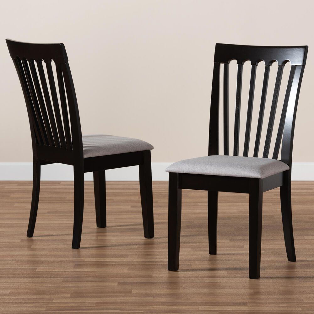 Baxton Studio Minette Side Chair with Grey Cushion in Espresso Brown (Set of 2), , large