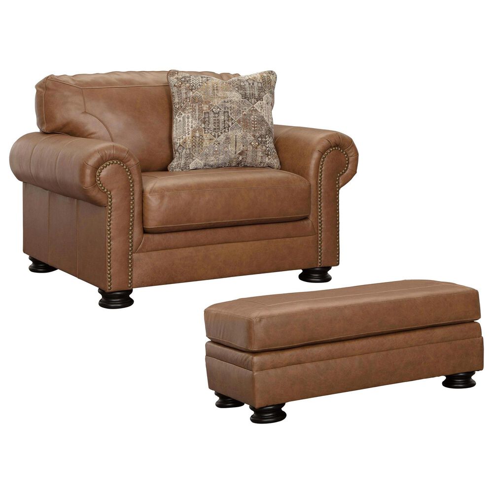 Ashley Carianna Stationary Chair and a Half with Ottoman Set in Caramel, , large