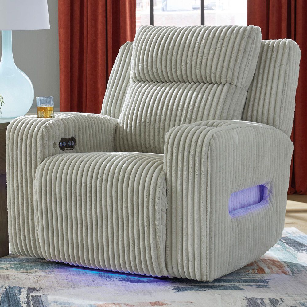 Ashley Forest Lake Power Recliner with Adjustable Headrest in Alloy Velvet, , large