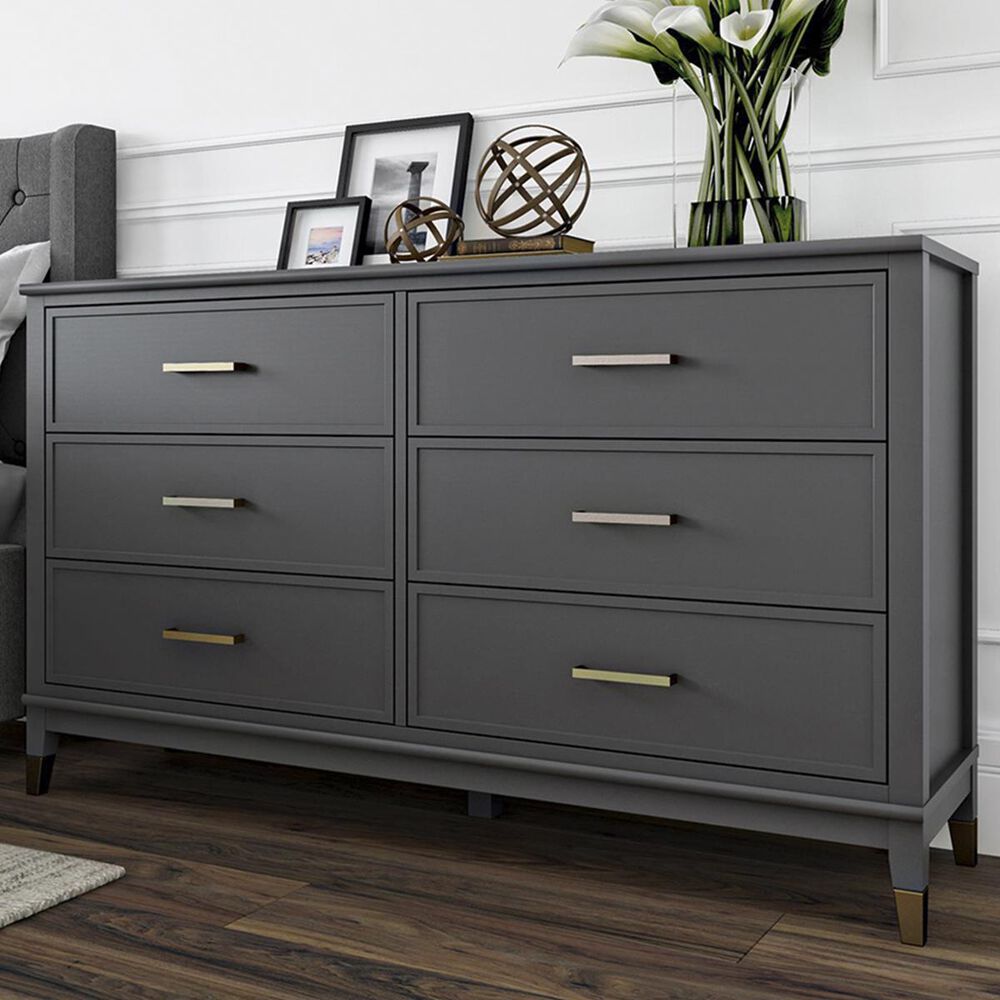 CosmoLiving by Cosmopolitan Westerleigh 6 Drawer Dresser in Graphite