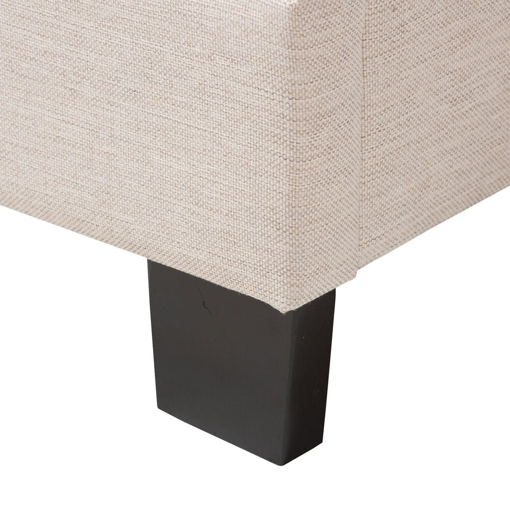 Baxton Studio Emerson King Upholstered Panel Bed in Light Beige, , large