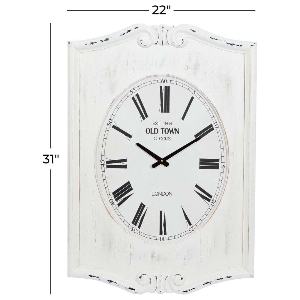 Maple and Jade Farmhouse Wall Clock in Whitewashed, , large