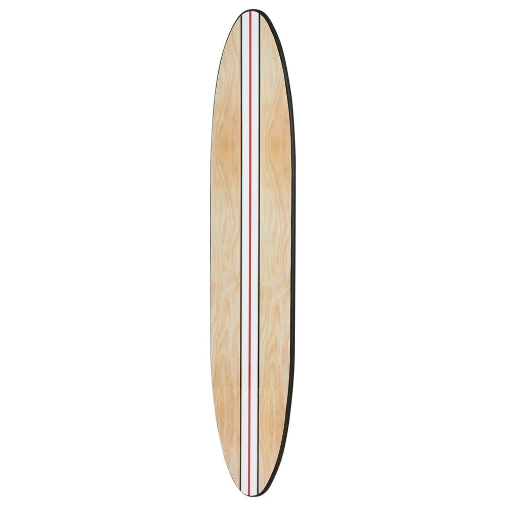 Creative Coop 65.6" x 15" Coastal Decorative Surfboard Wall Decor with Stripe Design in Light Natural and White, , large