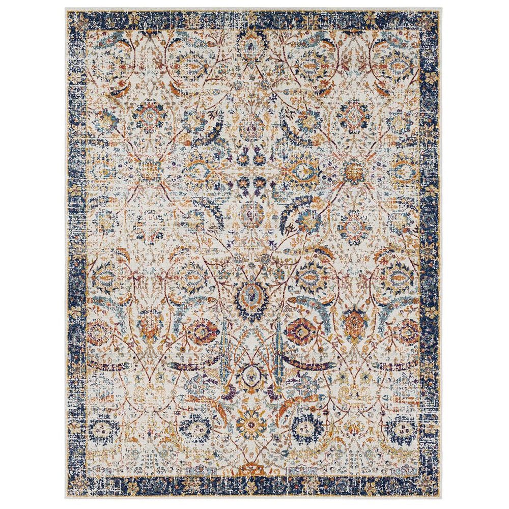 37B Harput HAP-1014 7"10" x 10"3" Blue, Orange and Saffron Area Rug, , large
