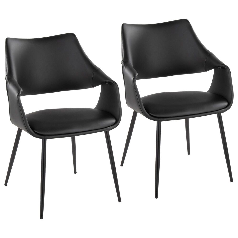 LumiSource Curvo Arm Chair in Black (Set of 2), , large