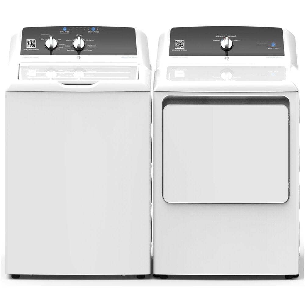 GE Appliances 4.2 Cu. Ft. Commercial Top Load Washer and 7.4 Cu. Ft. Electric Dryer Laundry Pair in White, , large
