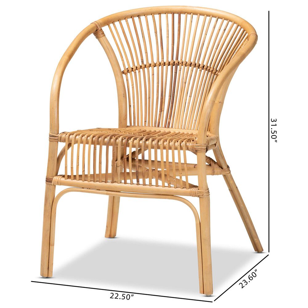 Baxton Studio Murai Arm Chair in Natural Brown, , large