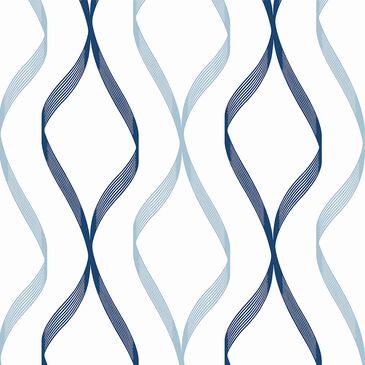 NextWall Ogee Ribbon 216" x 20.5" Peel and Stick Wallpaper in Celtic Blue and Dewdrop, , large