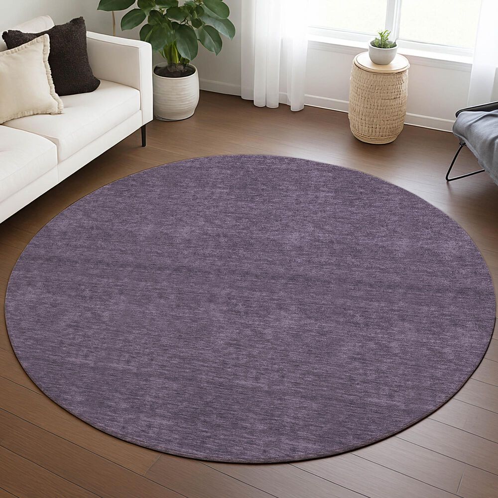 Dalyn Rug Company Soft Essentials Solid Plum 8' Round Area Rug, , large