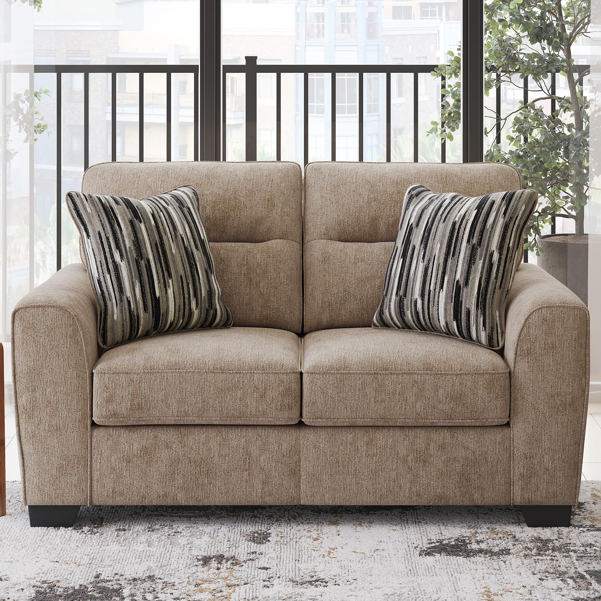 Ashley Olten Stationary Loveseat in Mocha
