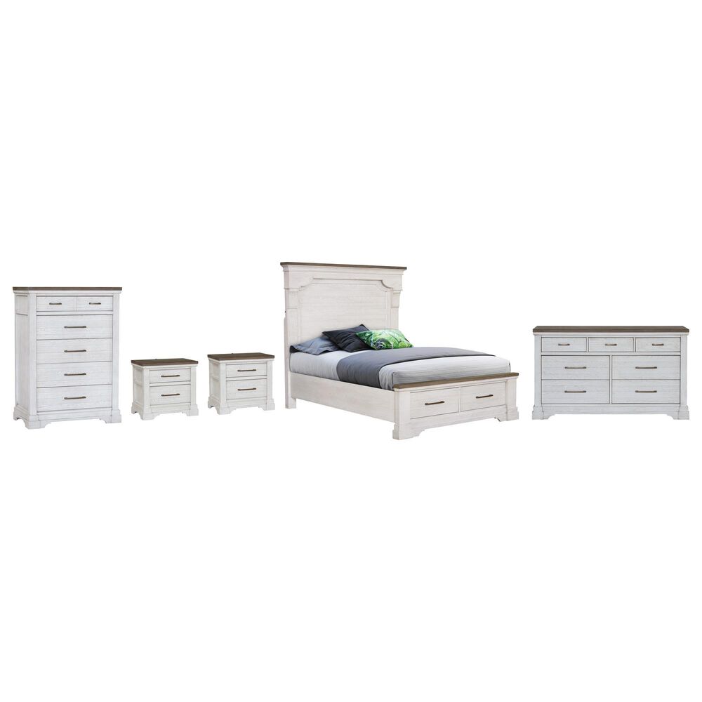 Sasha Lee King Storage Bed with Dresser Chest and 2 Nightstands in 2 Tone Hickory, , large