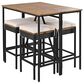 Hearth and Haven 5-Piece Outdoor Patio Wicker Bar Set with Off-White Cushion in Black and Brown, , large
