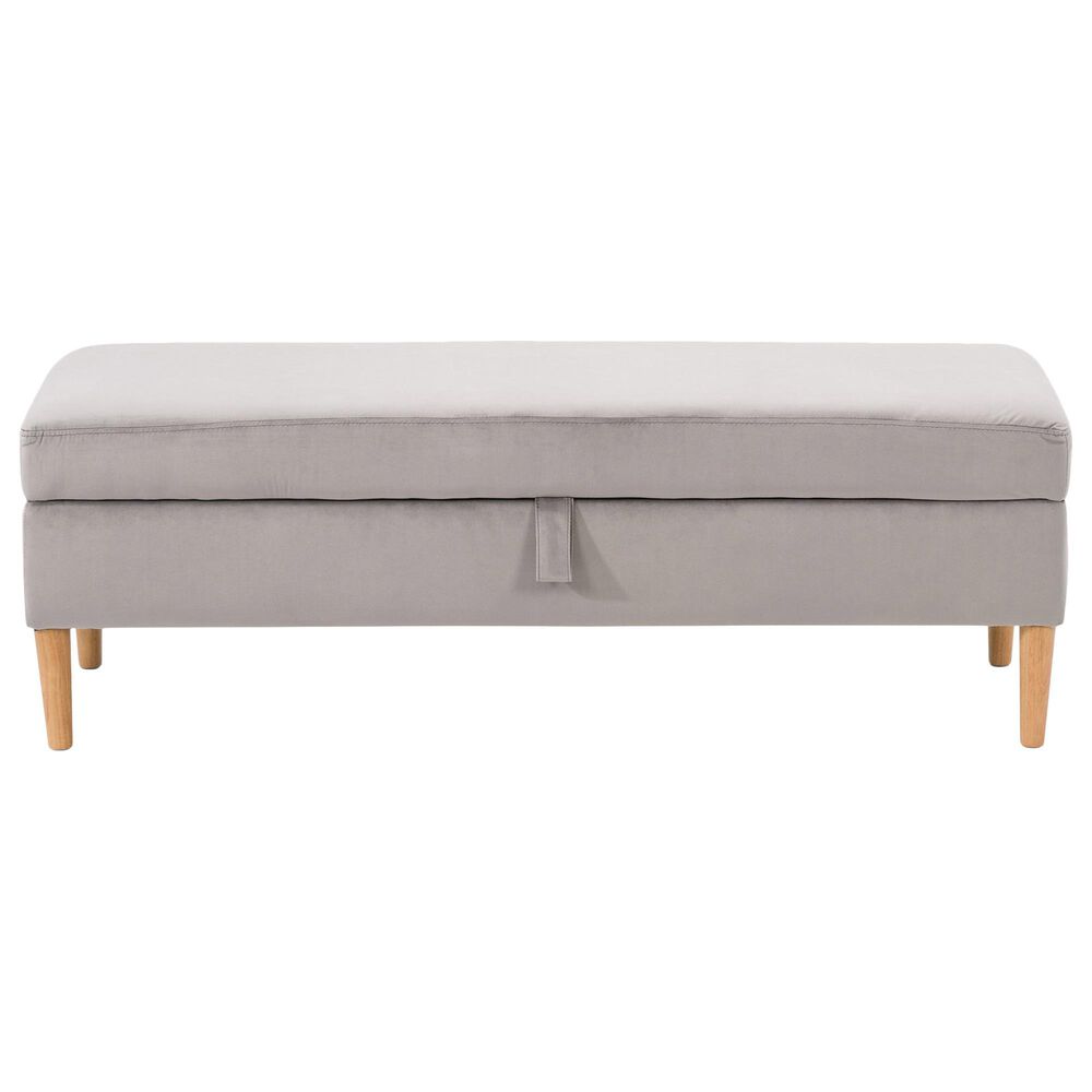 CorLiving Perry Storage Ottoman in Light Grey Velvet, , large