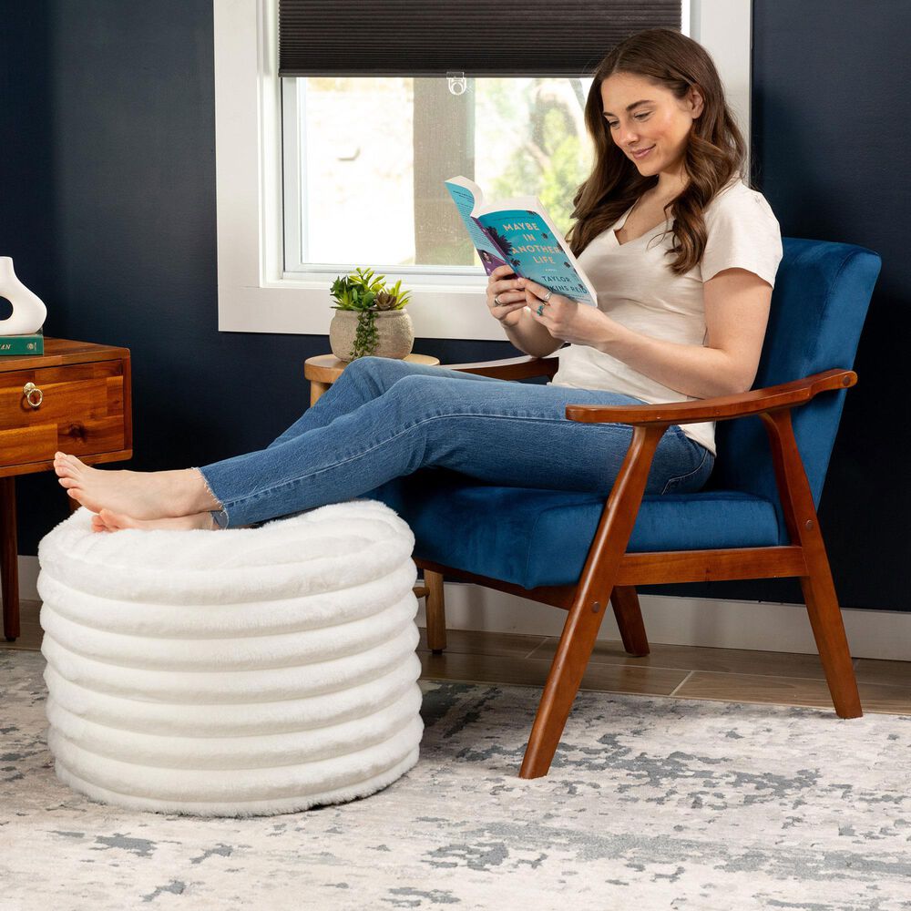 Jaxx Paran Round Ottoman in Mondo White, , large