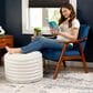 Jaxx Paran Round Ottoman in Mondo White, , large