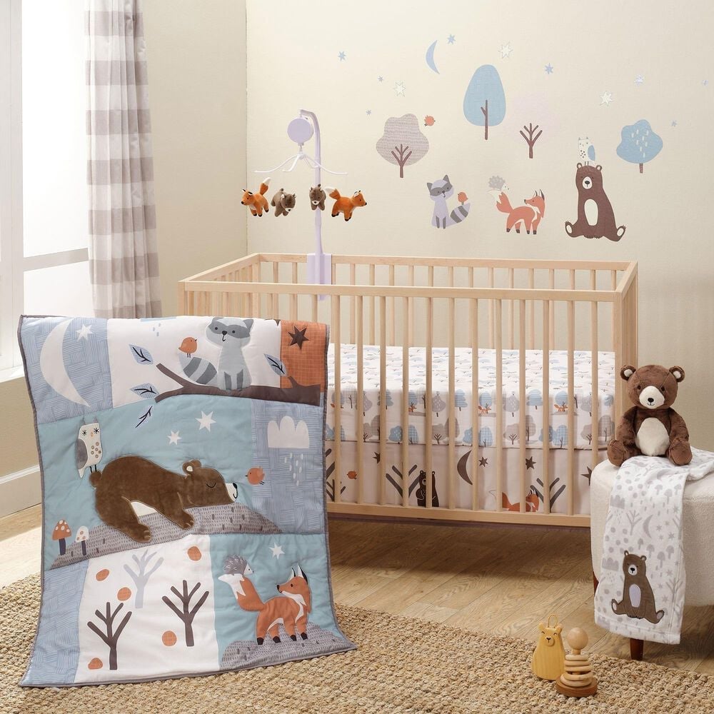 Lambs &amp; Ivy Sleepytime Bear Musical Baby Crib Mobile Soother Toy in Rust and Brown, , large