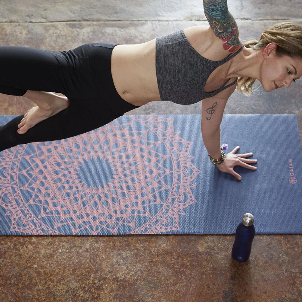 Gaiam Navy Fleur Marrakesh Yoga Mat &#40;4MM&#41;, , large