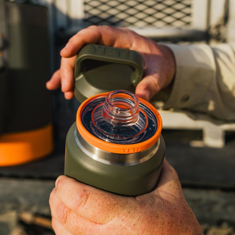 YETI Rambler 36 Oz Water Bottle with Color-Blocked Chug Cap in Olive and King Crab Orange, , large