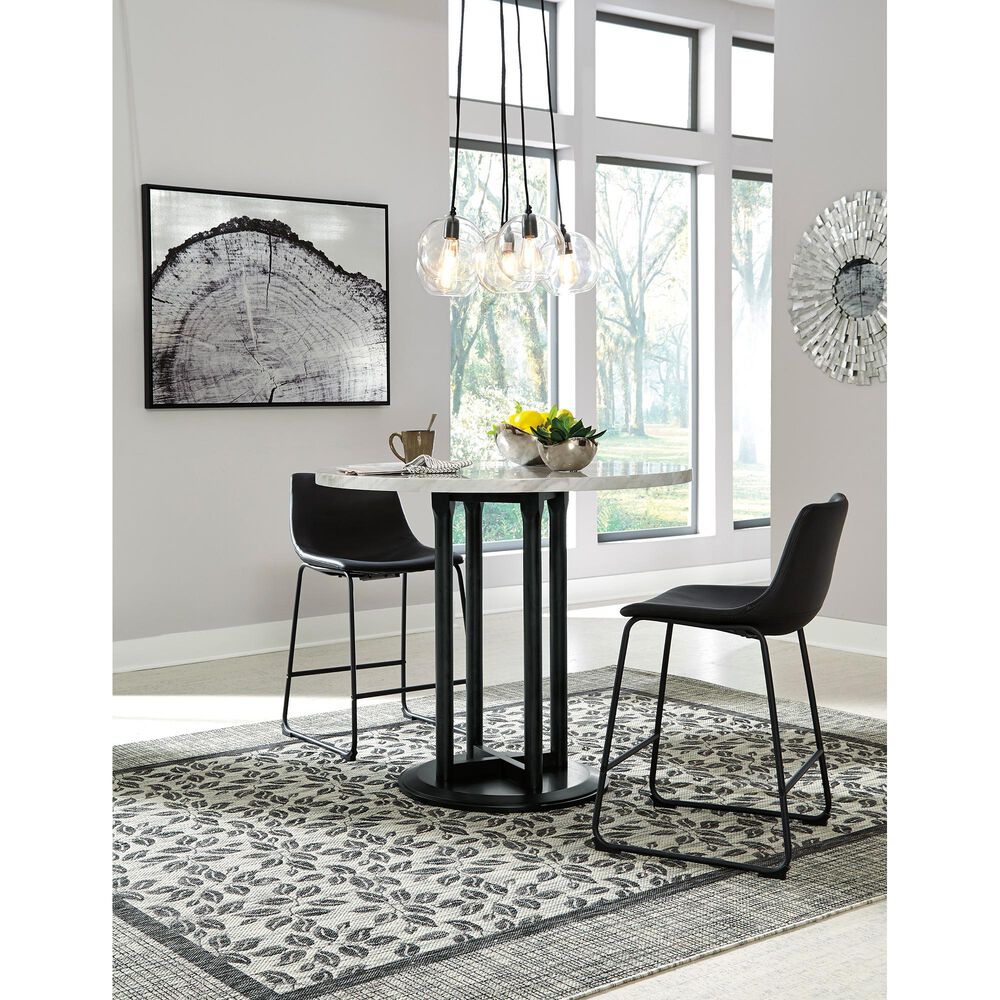 Ashley Centiar Upholstered Barstool in Black Faux Leather &#40;Set of 2&#41;, , large