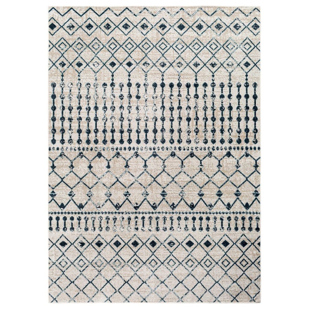 Surya Lavadora 7"10" x 10" Ink Blue, Blue, Light Beige and Light Gray Area Rug, , large