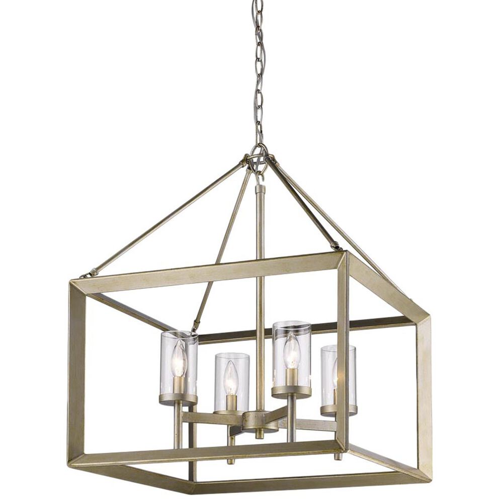 Golden Lighting Smyth 4-Light Chandelier in White Gold with Clear Glass, , large