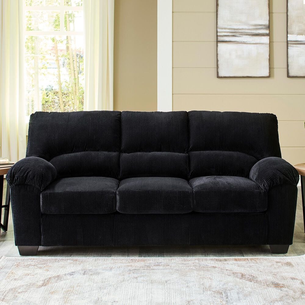 Ashley SimpleJoy Stationary Sofa in Onyx, , large