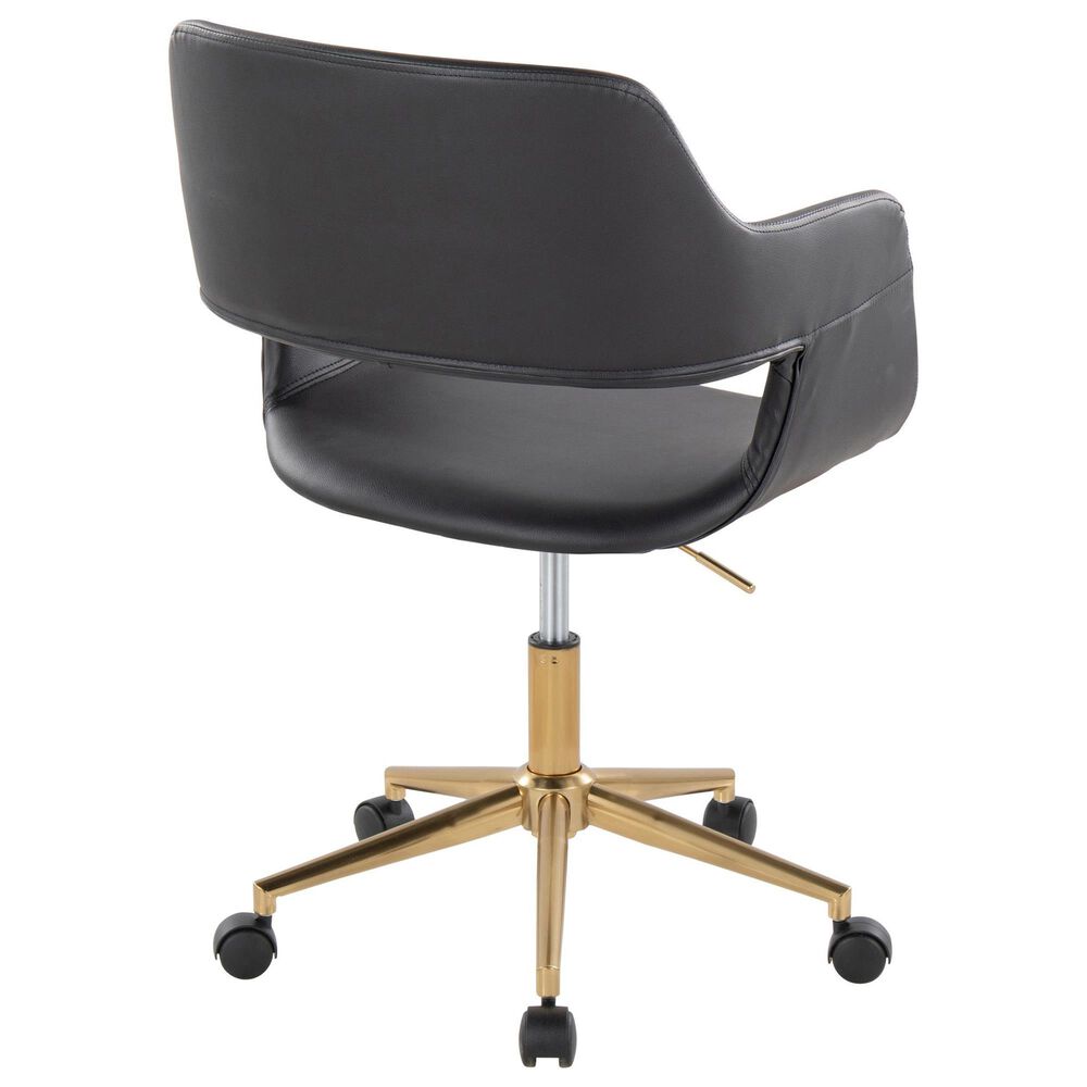 Lumisource Margarite Task Chair with Black Faux Leather Cushion in Gold, , large
